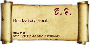 Britvics Hont névjegykártya